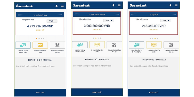 Các tính năng của Internet banking Sacombank
