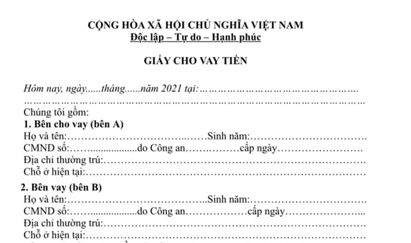 Giấy vay tiền là gì