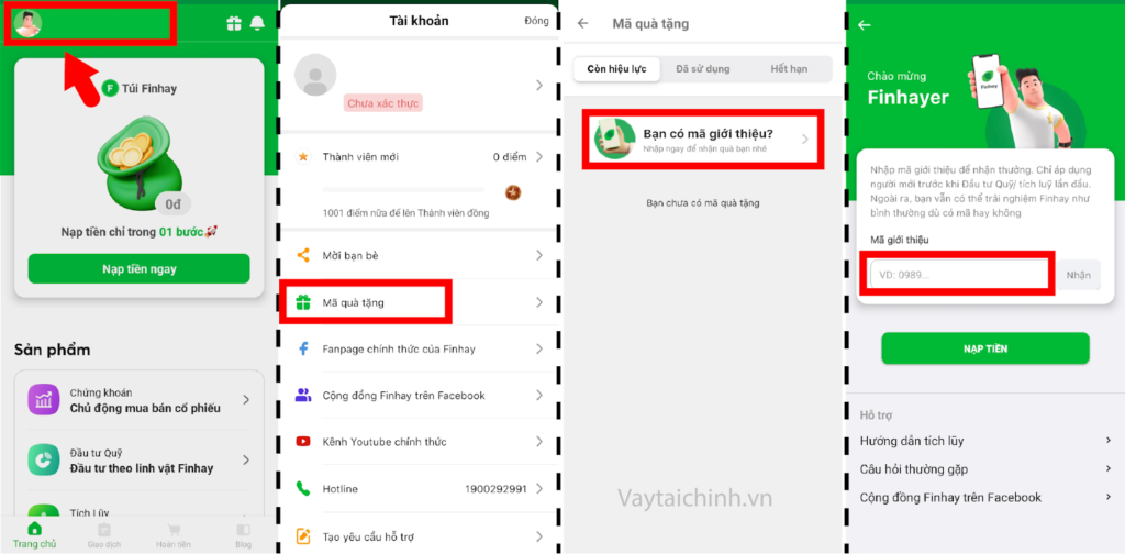 Nhập mã giới thiệu Finhay để nhận ngay 5K tiền thưởng vào tài khoản